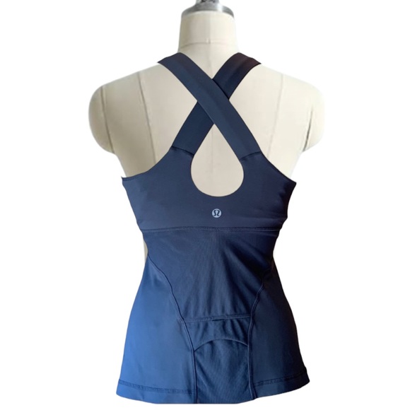 Lululemon Shelf Bra Tank Top with Criss Cross Back Size 6 in Grey - Picture 2 of 11